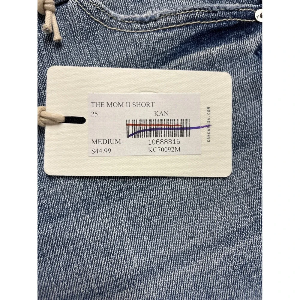 Kancan The Mom II Short High Rise Medium Wash Frayed Denim KC70092M Size 3/25 03